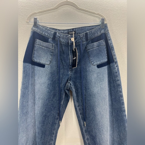 Low Rise Cargo Pants for Women Flap Pocket Y2K Wide Leg Drawstring Cargo Jeans - Picture 6 of 17